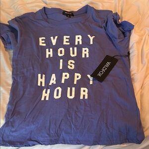 NWT Wildfox every hour is happy‎ hour Blue Graphic Tee